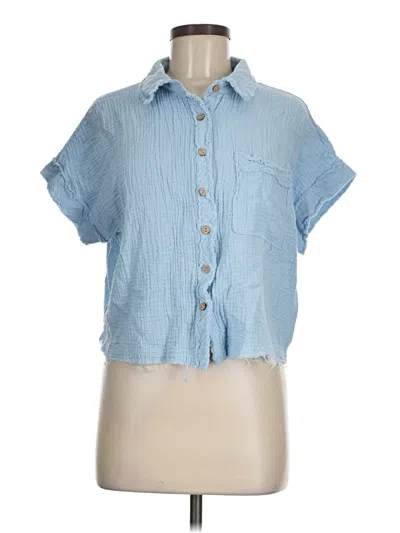 Pre-owned Unbranded Short Sleeve Blouse In Blue