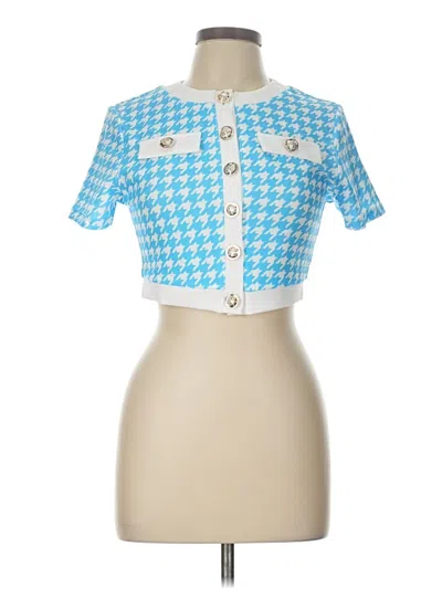 Pre-owned Unbranded Short Sleeve Blouse In Blue