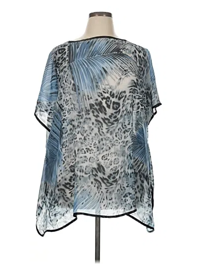 Pre-owned Unbranded Short Sleeve Blouse In Blue