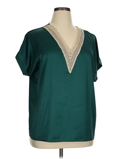 Pre-owned Unbranded Short Sleeve Blouse In Blue