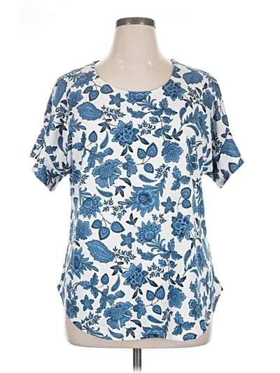 Pre-owned Unbranded Short Sleeve Blouse In Blue