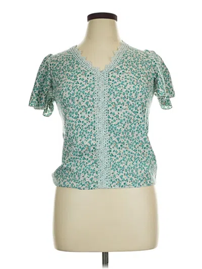 Pre-owned Unbranded Short Sleeve Blouse In Blue