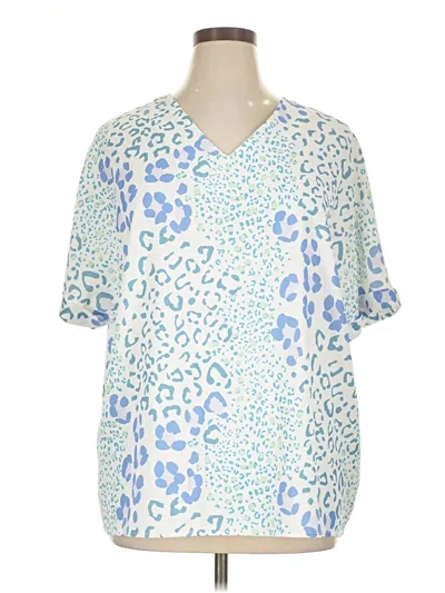 Pre-owned Unbranded Short Sleeve Blouse In Blue