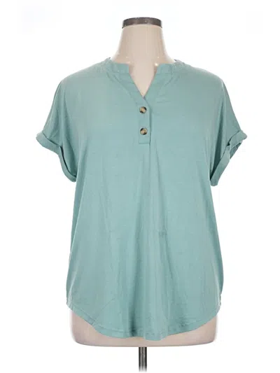 Pre-owned Unbranded Short Sleeve Blouse In Blue