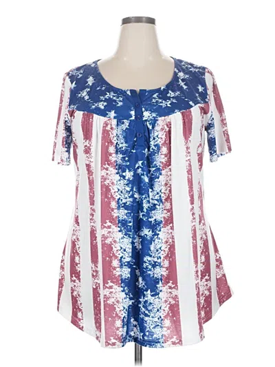 Pre-owned Unbranded Short Sleeve Blouse In Blue