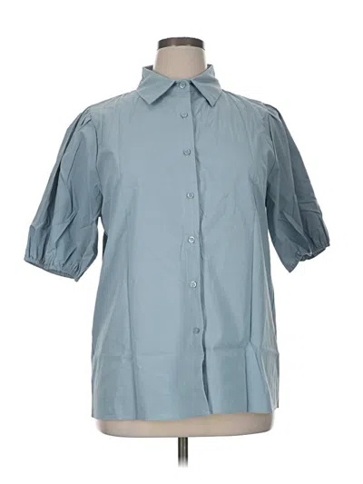 Pre-owned Unbranded Short Sleeve Blouse In Blue