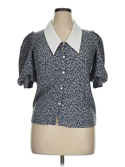Pre-owned Unbranded Short Sleeve Blouse In Blue