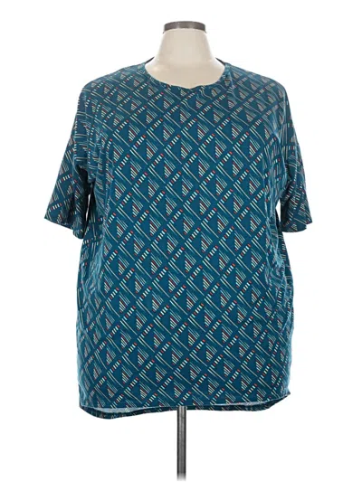 Pre-owned Unbranded Short Sleeve Blouse In Blue