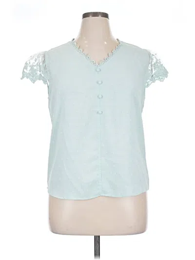 Pre-owned Unbranded Short Sleeve Blouse In Blue