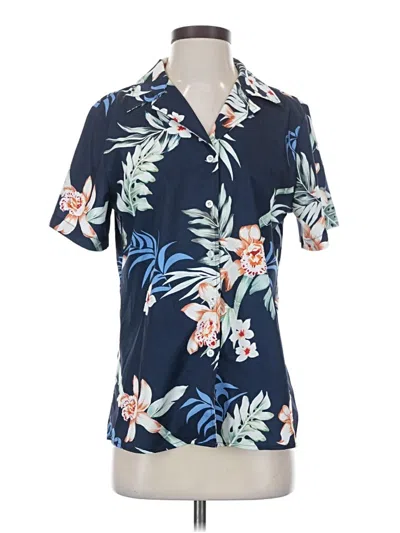 Pre-owned Unbranded Short Sleeve Blouse In Blue
