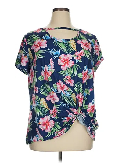 Pre-owned Unbranded Short Sleeve Blouse In Blue