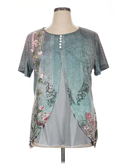 Pre-owned Unbranded Short Sleeve Blouse In Blue