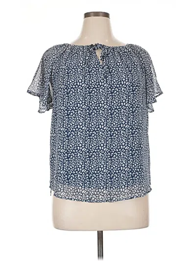 Pre-owned Unbranded Short Sleeve Blouse In Blue