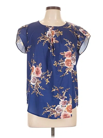 Pre-owned Unbranded Short Sleeve Blouse In Blue
