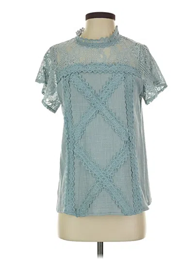 Pre-owned Unbranded Short Sleeve Blouse In Blue