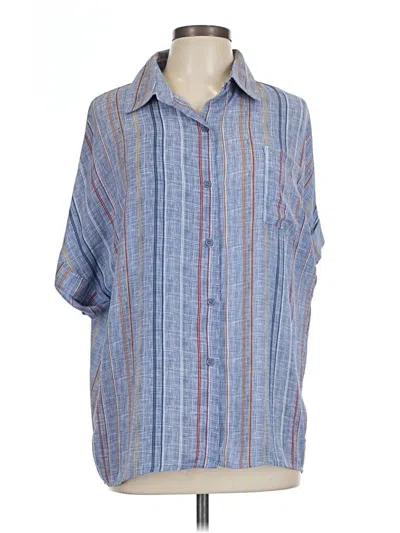 Pre-owned Unbranded Short Sleeve Blouse In Blue
