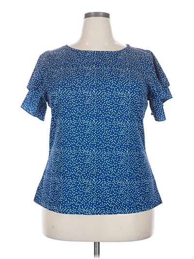 Pre-owned Unbranded Short Sleeve Blouse In Blue