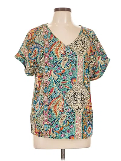 Pre-owned Unbranded Short Sleeve Blouse In Blue