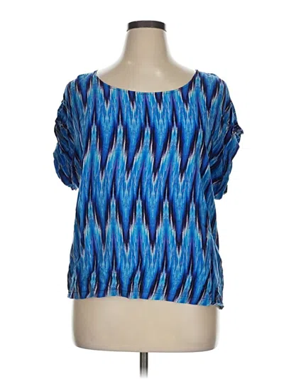 Pre-owned Unbranded Short Sleeve Blouse In Blue