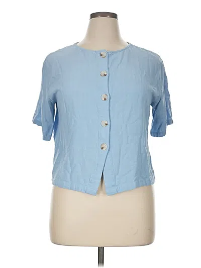 Pre-owned Unbranded Short Sleeve Blouse In Blue