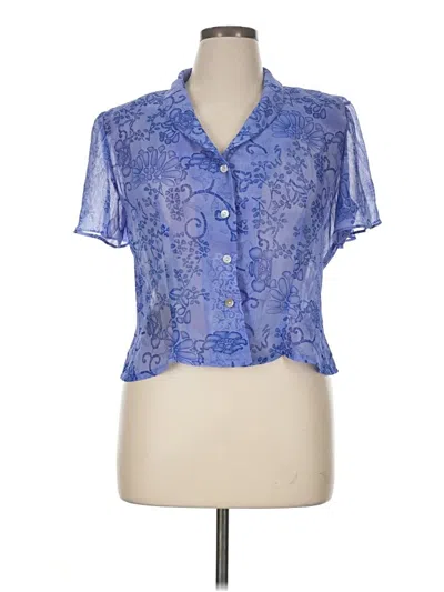 Pre-owned Unbranded Short Sleeve Blouse In Blue