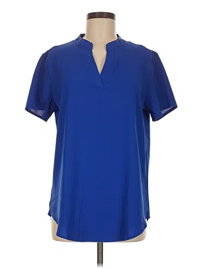Pre-owned Unbranded Short Sleeve Blouse In Blue