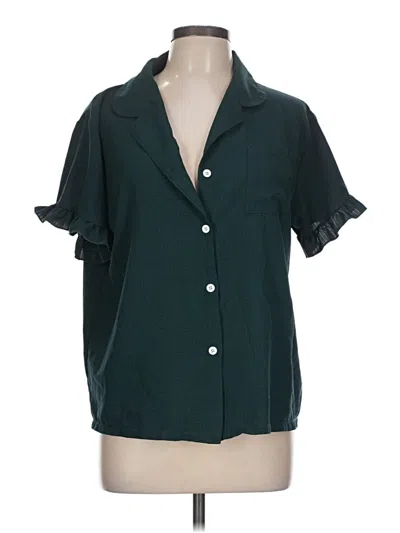 Pre-owned Unbranded Short Sleeve Blouse In Blue
