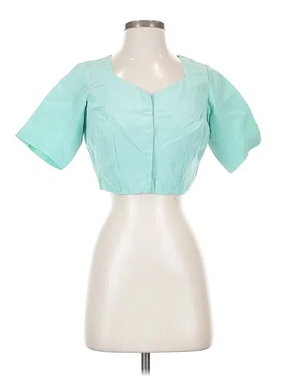 Pre-owned Unbranded Short Sleeve Blouse In Blue