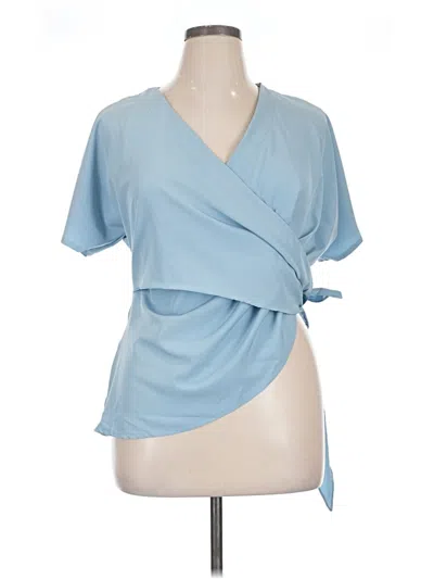 Pre-owned Unbranded Short Sleeve Blouse In Blue