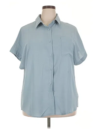 Pre-owned Unbranded Short Sleeve Blouse In Blue