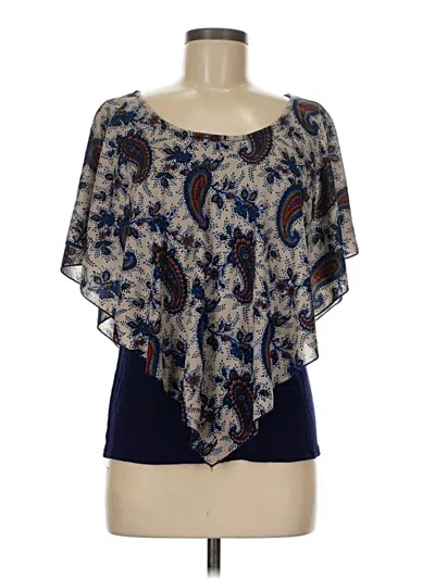 Pre-owned Unbranded Short Sleeve Blouse In Blue