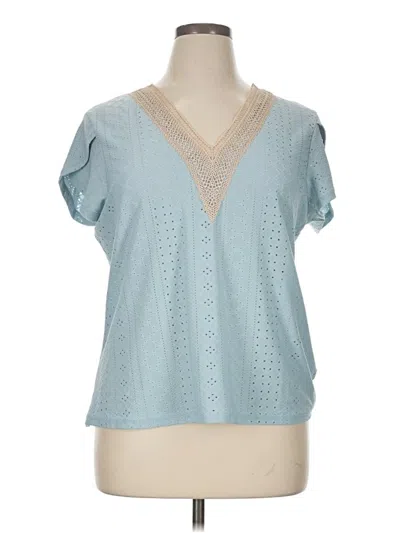 Pre-owned Unbranded Short Sleeve Blouse In Blue