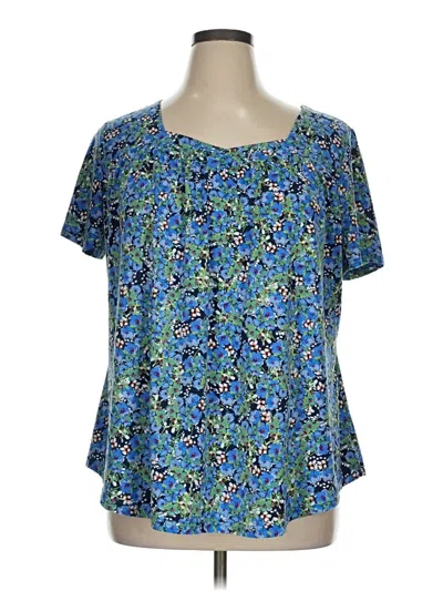 Pre-owned Unbranded Short Sleeve Blouse In Blue