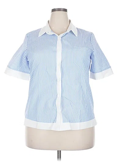 Pre-owned Unbranded Short Sleeve Blouse In Blue