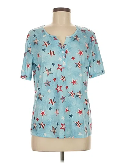 Pre-owned Unbranded Short Sleeve Blouse In Blue