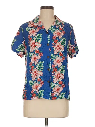 Pre-owned Unbranded Short Sleeve Blouse In Blue