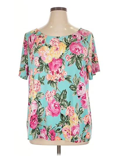 Pre-owned Unbranded Short Sleeve Blouse In Blue