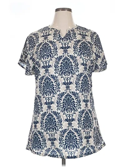 Pre-owned Unbranded Short Sleeve Blouse In Blue