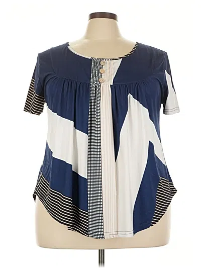 Pre-owned Unbranded Short Sleeve Blouse In Blue