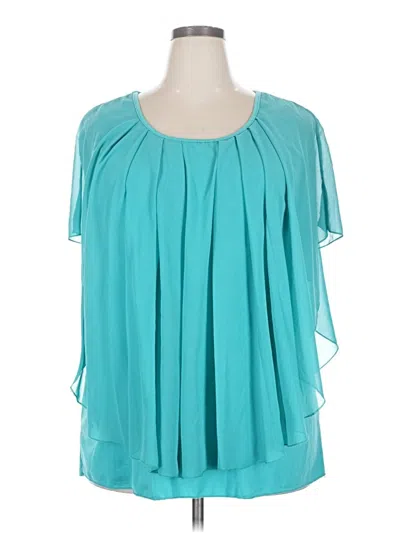 Pre-owned Unbranded Short Sleeve Blouse In Blue
