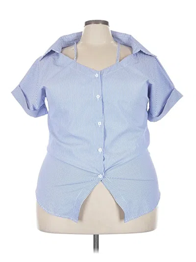 Pre-owned Unbranded Short Sleeve Blouse In Blue