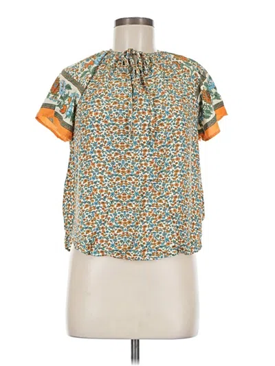 Pre-owned Unbranded Short Sleeve Blouse In Blue