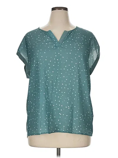 Pre-owned Unbranded Short Sleeve Blouse In Blue