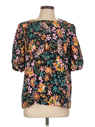 Pre-owned Unbranded Short Sleeve Blouse In Blue