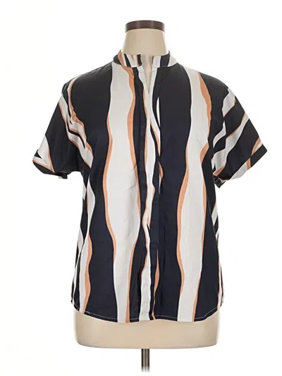 Pre-owned Unbranded Short Sleeve Blouse In Blue
