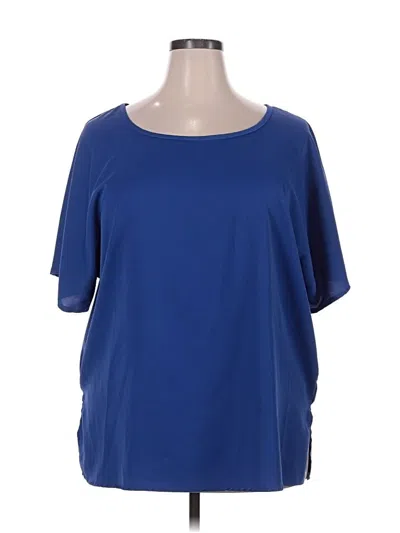 Pre-owned Unbranded Short Sleeve Blouse In Blue