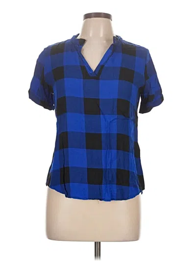 Pre-owned Unbranded Short Sleeve Blouse In Blue