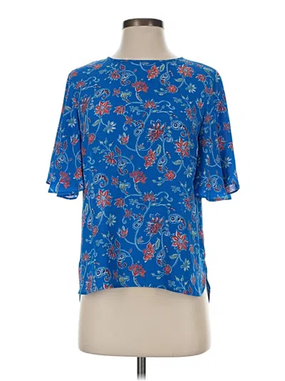 Pre-owned Unbranded Short Sleeve Blouse In Blue