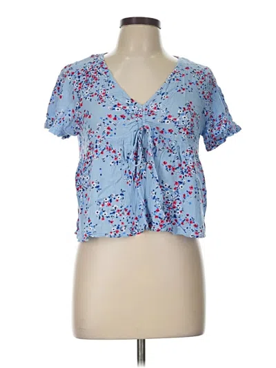 Pre-owned Unbranded Short Sleeve Blouse In Blue