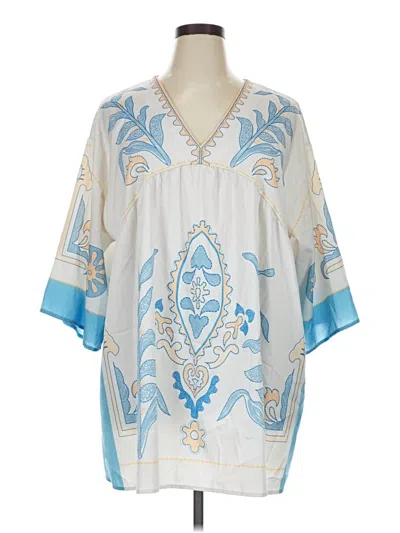 Pre-owned Unbranded Short Sleeve Blouse In Blue
